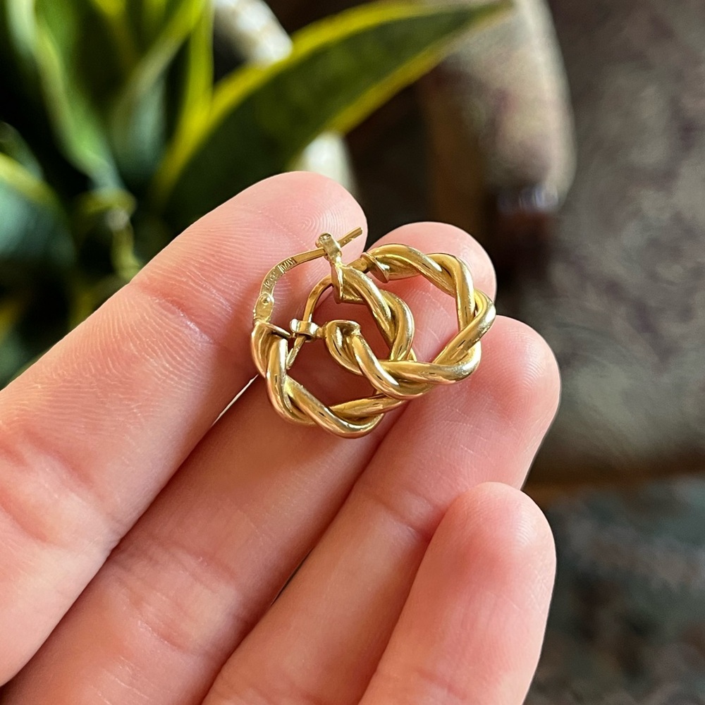 14KT Gold 1/2” Braided Hoops, Italy